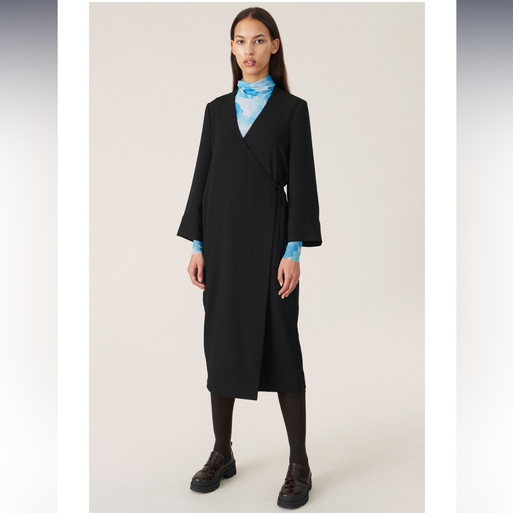 Ganni Heavy Crepe Blazer Wrap Dress